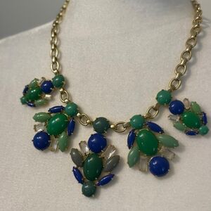 Elegant Gold and Blue Statement Necklace